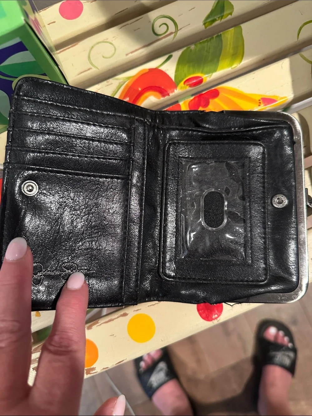 Jessica Simpson Black Quilted Studded Coin Purse Wallet with Kiss Lock